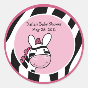 Sticker 3 pouces Baby shower DIVA ZEBRA ROSE