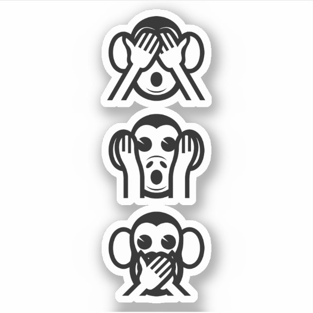 Sticker 3 Singes Sages Emoji (Devant)