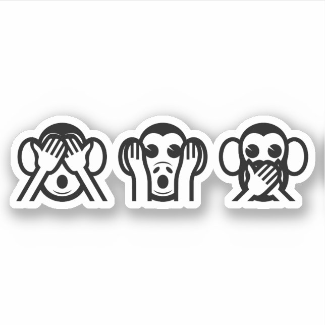 Sticker 3 Singes Sages Emoji (Devant)