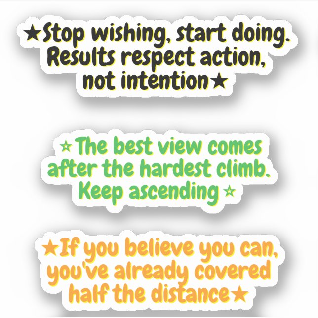 Sticker 3 Success Quotes for Men (for Work) Motivational  (Devant)