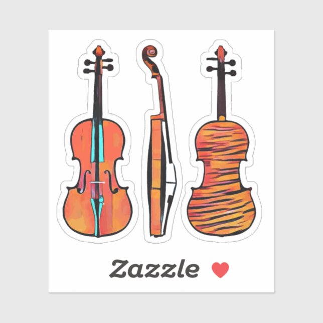 Sticker 3 violons Instruments de musique originaux Pop Art (Feuille)