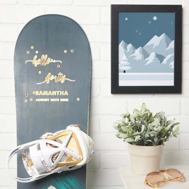 Sticker 40e anniversaire bonjour quarante or nom autocolla (Snowboard)