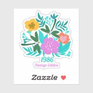 Sticker 40e anniversaire floral moderne coloré élégant
