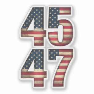 Sticker 45 47 Donald Trump 2025 États-Unis Drapeau