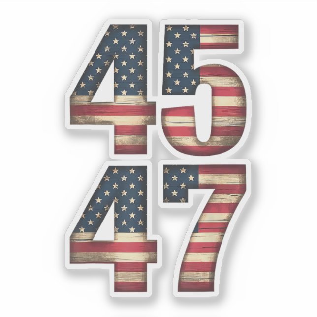 Sticker 45 47 Donald Trump 2025 États-Unis Drapeau (Devant)