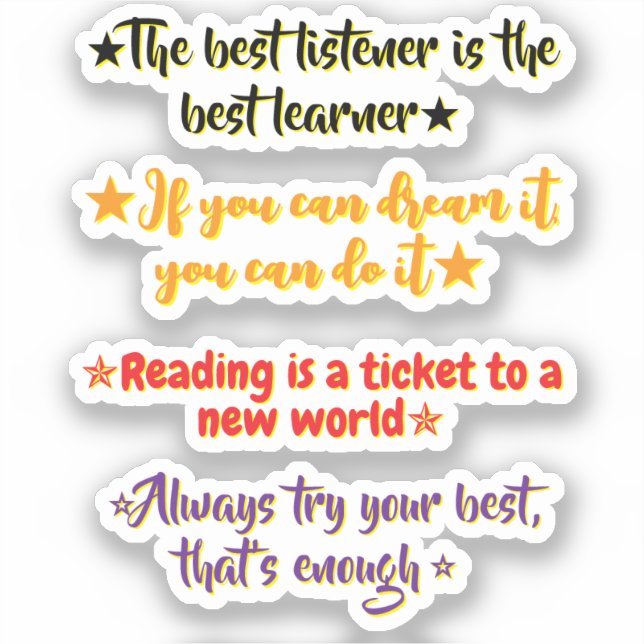 Sticker 4 citations inspirantes pour les élèves du primair (Recto)