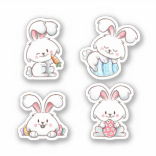 Sticker 4 illustrés Livre blanc de lapin de Pâques
