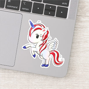 Sticker 4 juillet Américain Unicorne Pegasus Rainbow