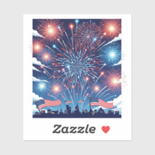 Sticker 4 juillet Feu d'artifice - Fête de l'Indépendance