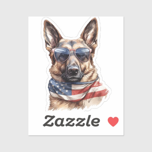 Sticker 4 juillet gros chien (Feuille)