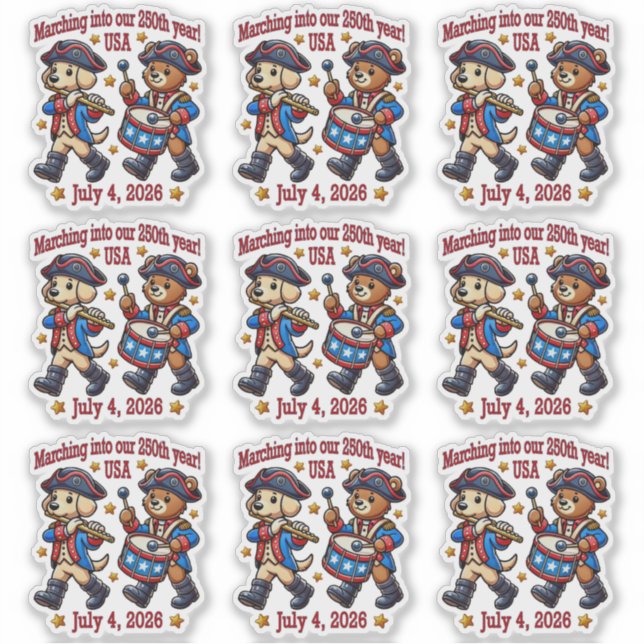 Sticker 4 juillet USA 250e anniversaire Semiquincentenaire (Devant)