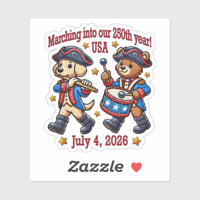 Sticker 4 juillet USA 250e anniversaire Semiquincentenaire (Feuille)