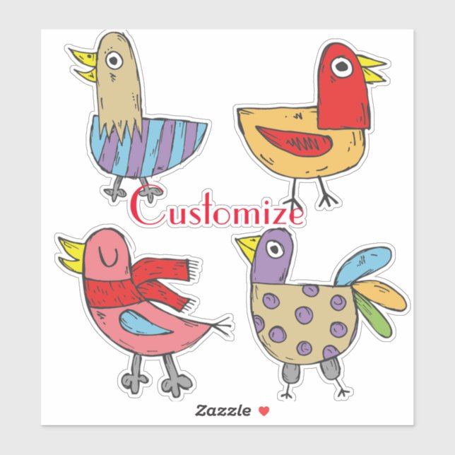 Sticker 4 Oiseaux amusants Thunder_Cove (Feuille)