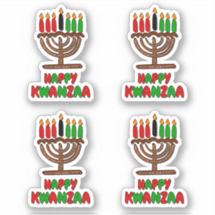 Sticker 4 x Joli Kwanzaa Rouge Jaune Vert Bougies