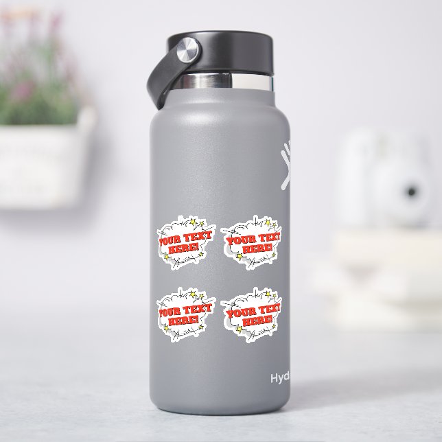 Sticker 4 x Votre nom Texte sur Cloud Burst Pop Art 4" Vin (HydroFlask)