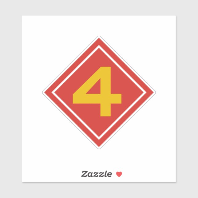 Sticker 4e division maritime des États-Unis (Feuille)