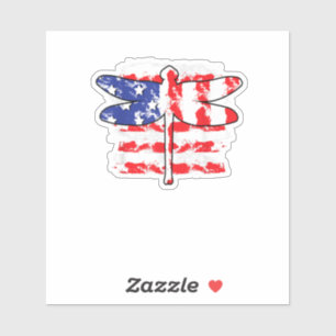 Sticker 4th of July Patriotic Dragonfly US American Flag