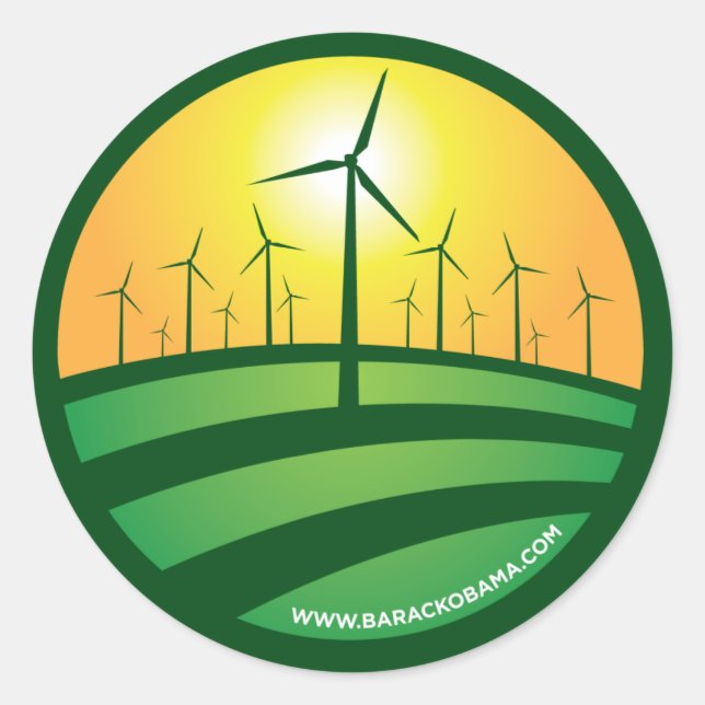 Sticker 4x4 rond Obama Winds of Change (Devant)