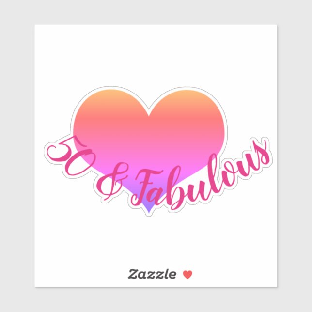 Sticker 50 Et Fabuleux Anniversaire Pink Heart Ombre (Feuille)