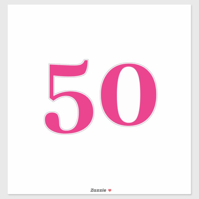 Sticker 50e anniversaire de fête rose sur mesure âge Numér (Feuille)