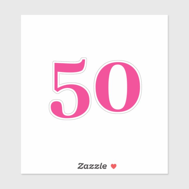 Sticker 50e anniversaire Hot rose Custom Age Numéro Cinqua (Feuille)