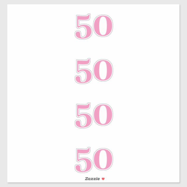 Sticker 50e anniversaire Rose Custom Age Numéro Cinquante  (Feuille)