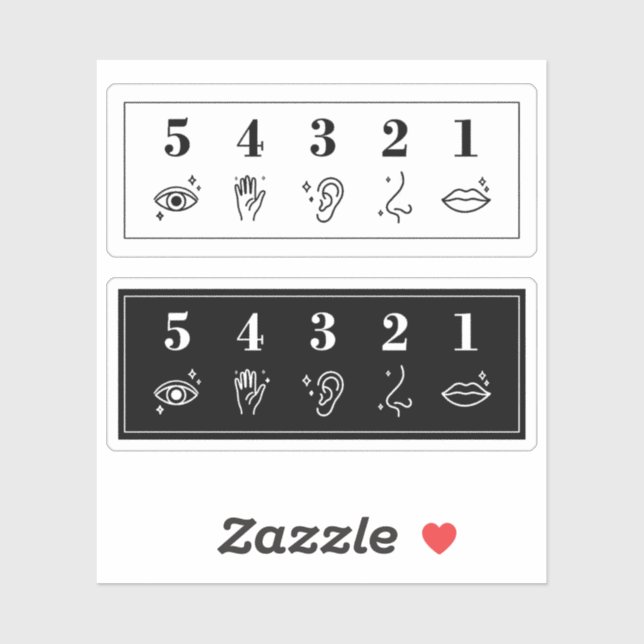 Sticker 54321 Grounding Technique Anxiety Mental Health (Feuille)