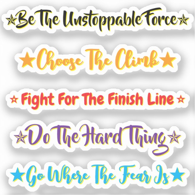 Sticker 5 citations de défi | Motivation & Inspiration (Recto)