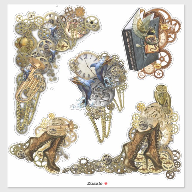 Sticker 5 Sculpture de Steampunk (Feuille)