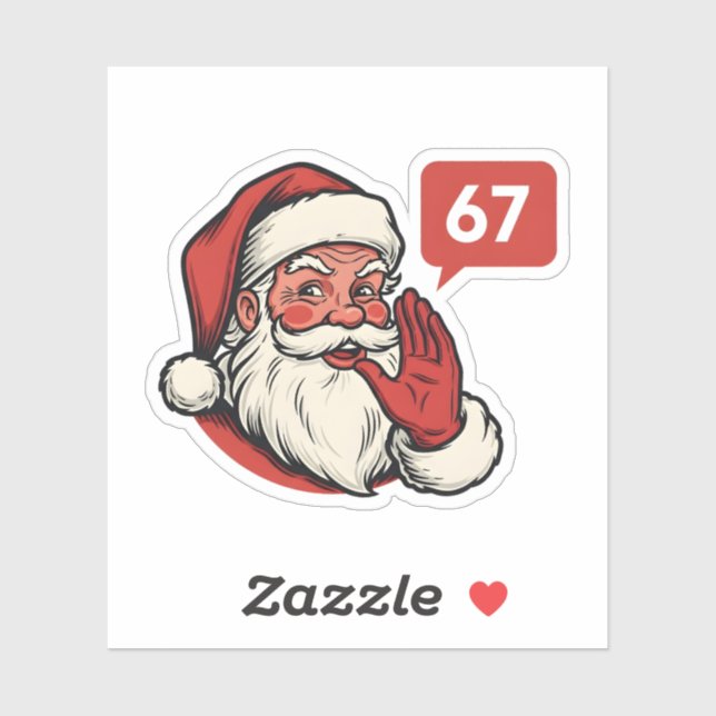 Sticker 67 Christmas Merry Six Seven Brainrot Santa Claus (Feuille)