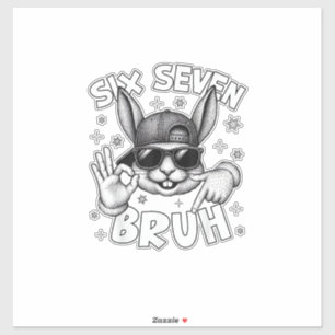 Sticker 67 Six Seven Bruh Lapin Mignon Visage avec Lunette