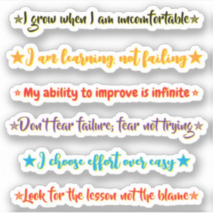 Sticker 6 citations sur la mentalité Motivation & Inspir