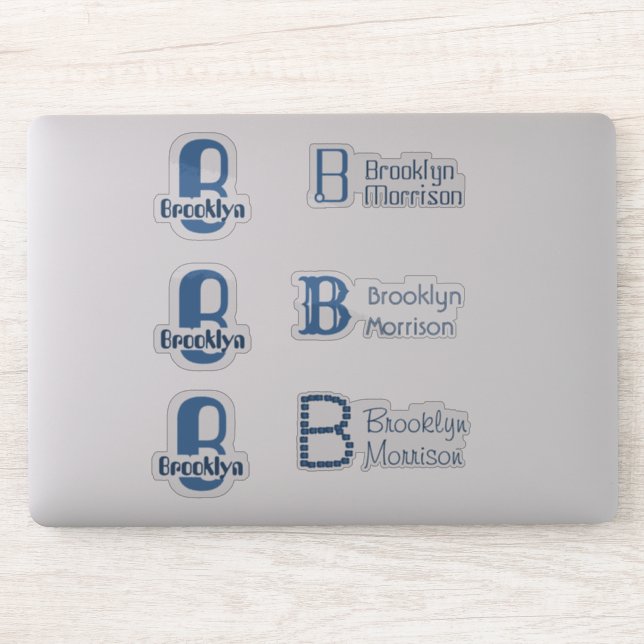 Sticker 6 étanche Blue Monogram Nom de fenêtre Enfants Ord (Ordinateur)