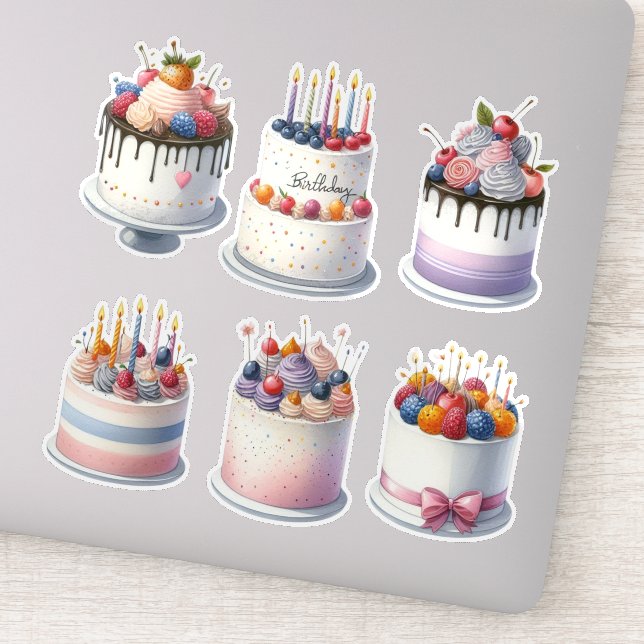 Sticker 6 gâteaux d'anniversaire (Détail)