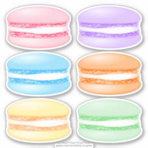 Sticker 6 macarons colorés