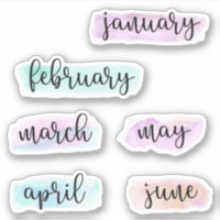 6 mois de l'année -janvier à juin- Aquarelle
