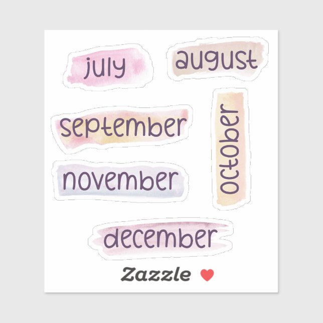 Sticker 6 mois de l'année -juillet à décembre- En-têtes (Feuille)