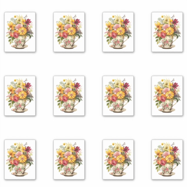 Sticker 6 Tasse de Fleurs (Devant)