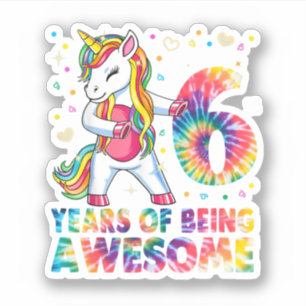 Sticker 6 Years Old Unicorn Flossing