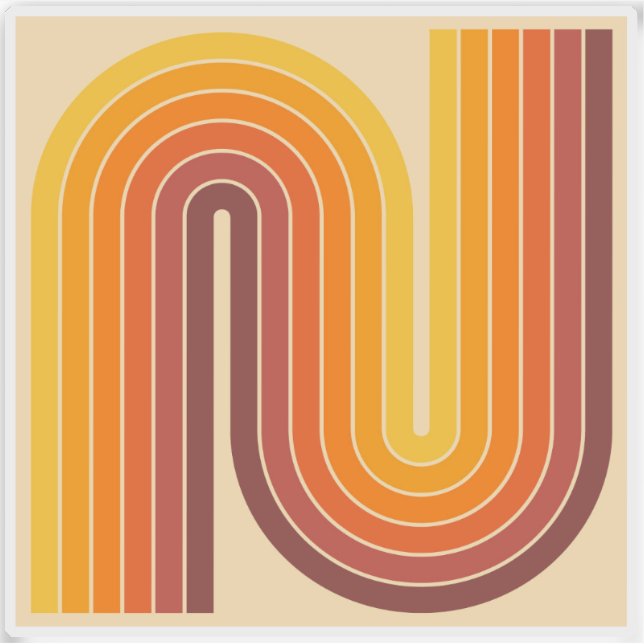 Sticker 70s Retro Vintage Style Geometric Design (Devant)