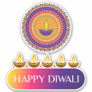 Sticker #7.Heureux Diwali, fête des lumières de l'Inde