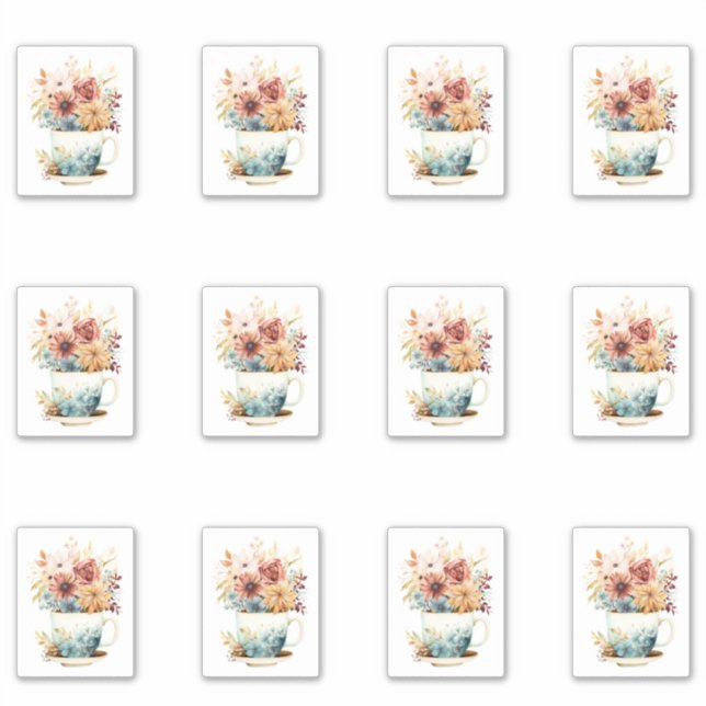 Sticker 7 Tasse de Fleurs (Devant)