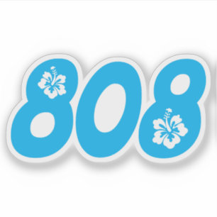 Sticker 808 Hawaii indicatif régional avec fleurs d'hibisc