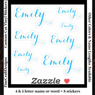 Sticker 8 Lettres de Nom Personnalisé, 4-5 lettres Écritur