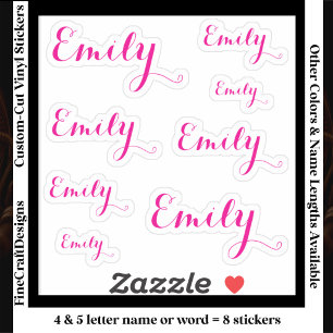 Sticker 8 Mot de Nom Personnalisé, 4-5 lettres Écriture Él