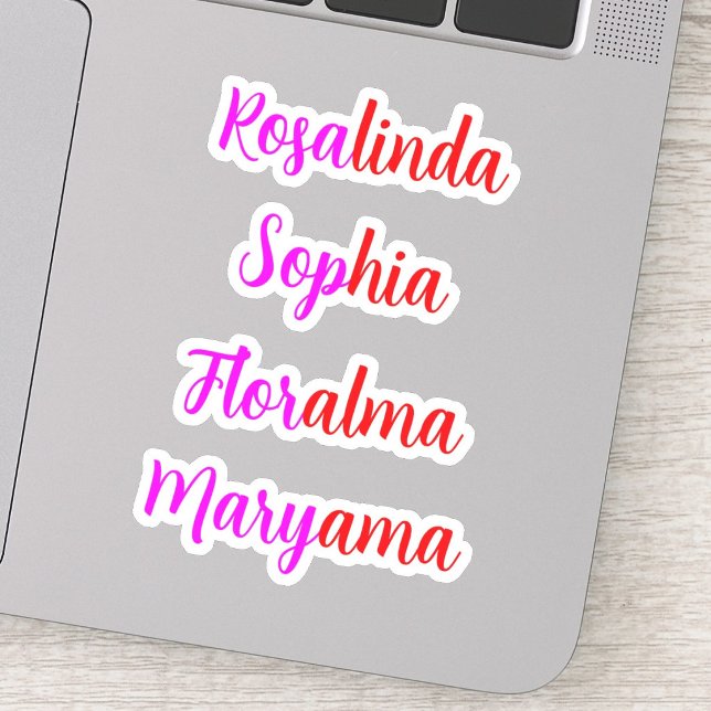 Sticker 8 Noms manuscrits transparents et imperméables, fé (kids Waterproof name Stickers for girls)