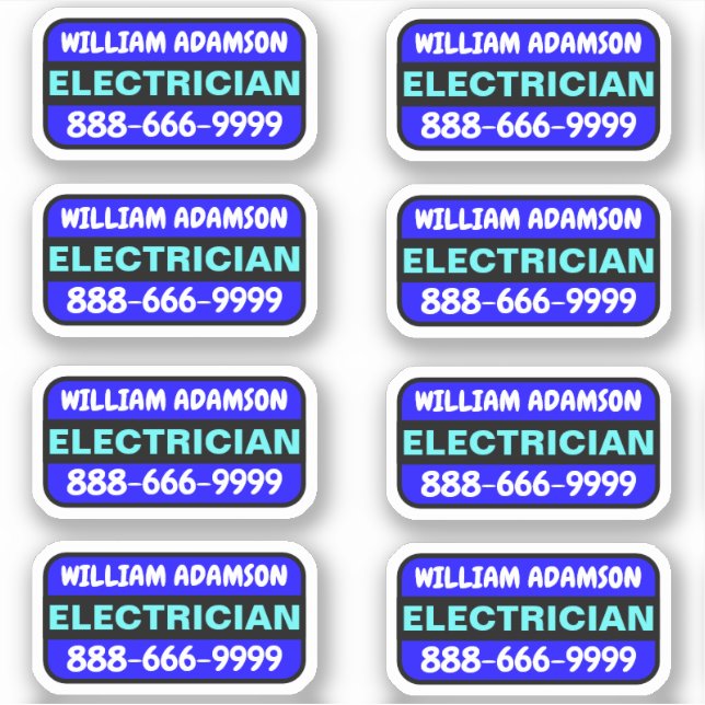 Sticker 8pcs Electricien Nom et numéro de téléphone - Prom (Devant)