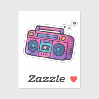 Sticker 90s Glitter Boombox Transparent Kiss Cut