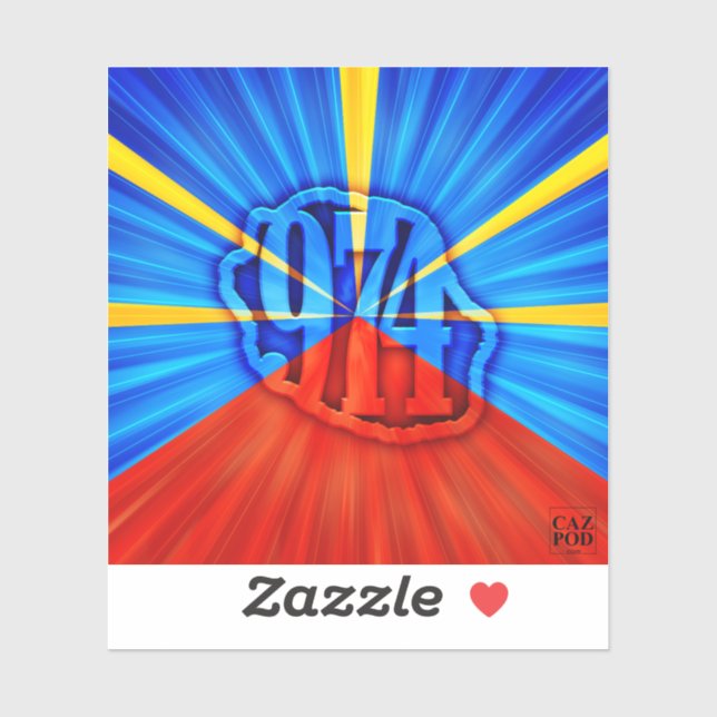 Sticker 974 Ile de la Réunion - Drapeau réunionnais (Feuille)