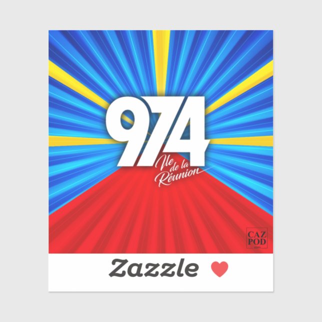 Sticker 974 Ile de la Reunion Signature Maveli R zoom1 (Feuille)